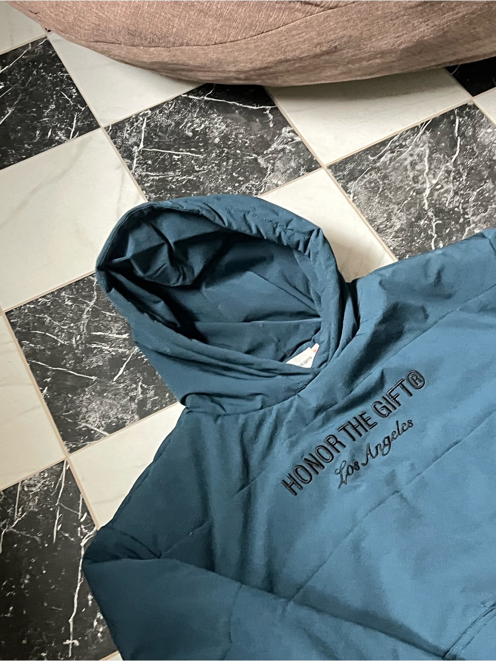 Honor The Gift Los Angeles Men's Hooded Puffer Jacket in Teal